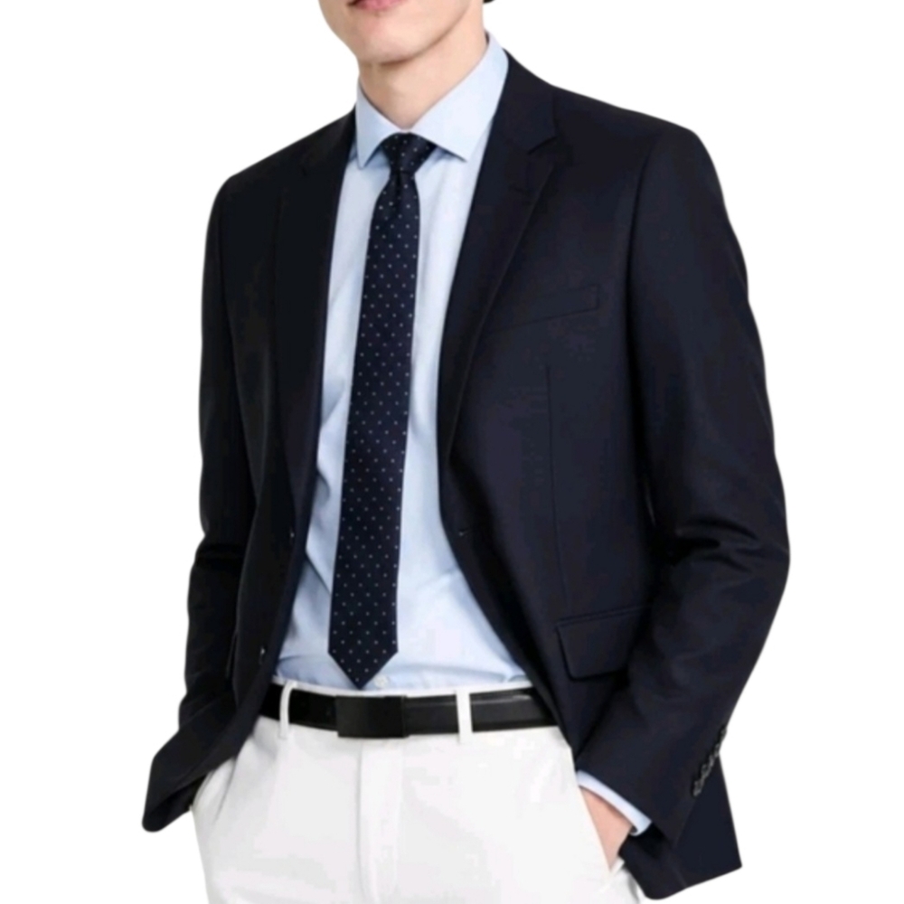 Hugo Boss Men Blazer Size 42 Regular Navy Blue Karl Tom 244X Wool Blend Jacket